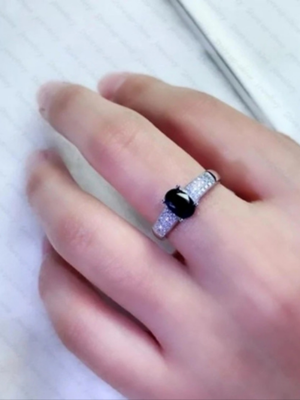 Blue Oval Sapphire Ring - Picture 2 of 5